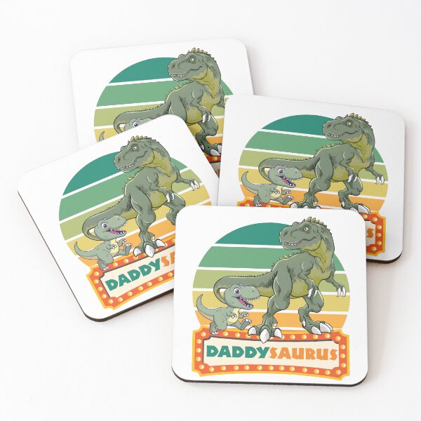 Item preview, Daddysaurus T-Rex Dad and Baby Dino Retro Sunset designed and sold by VibranPalette.