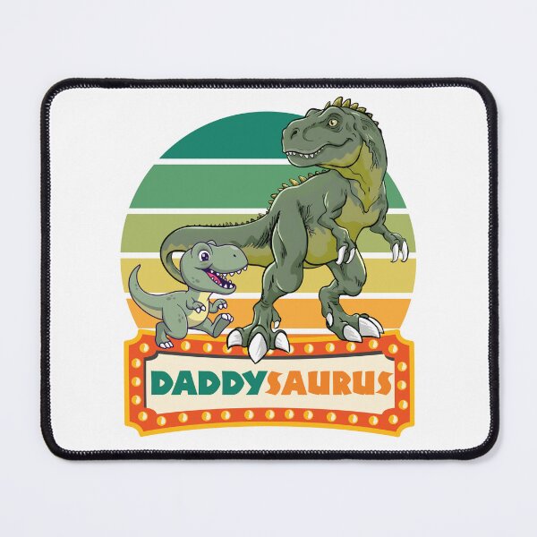 Item preview, Daddysaurus T-Rex Dad and Baby Dino Retro Sunset designed and sold by VibranPalette.
