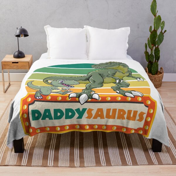 Item preview, Daddysaurus T-Rex Dad and Baby Dino Retro Sunset designed and sold by VibranPalette.