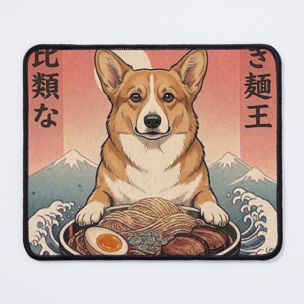Item preview, Funny Fawn Corgi Japanese Ramen Noodles Vintage Kanagawa Wave designed and sold by FurryHavenPH.