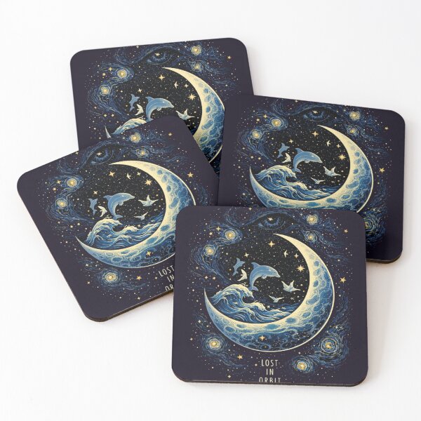Item preview, Lost in Orbit Dolphin Moon T-Shirts – Cosmic Ocean Art designed and sold by KDesignCrafts.