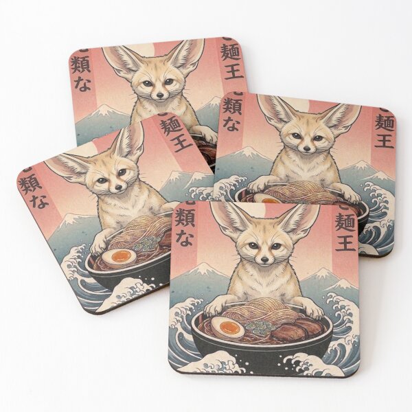 Item preview, Funny Fennec Fox Japanese Ramen Noodles Vintage Kanagawa Wave designed and sold by FurryHavenPH.
