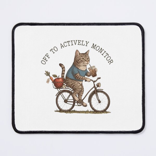 Item preview, Off To Actively Monitor Funny Cat Riding Bicycle Vintage Illustration designed and sold by haitrieuic96.