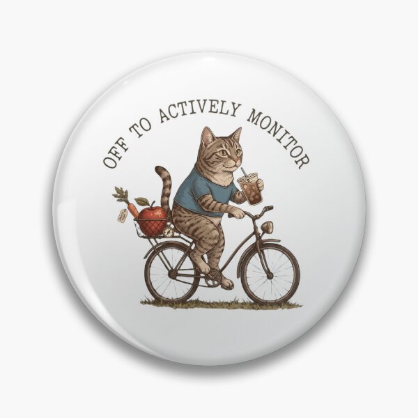 Item preview, Off To Actively Monitor Funny Cat Riding Bicycle Vintage Illustration designed and sold by haitrieuic96.