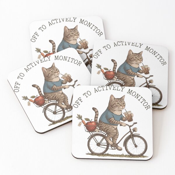 Item preview, Off To Actively Monitor Funny Cat Riding Bicycle Vintage Illustration designed and sold by haitrieuic96.