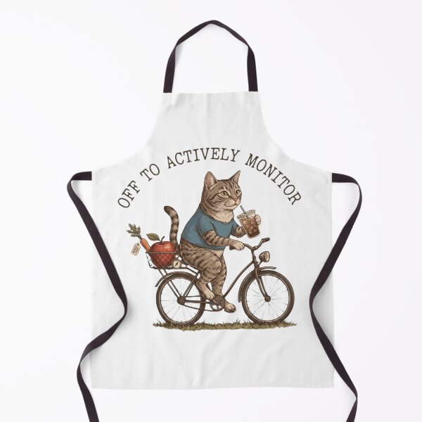Item preview, Off To Actively Monitor Funny Cat Riding Bicycle Vintage Illustration designed and sold by haitrieuic96.