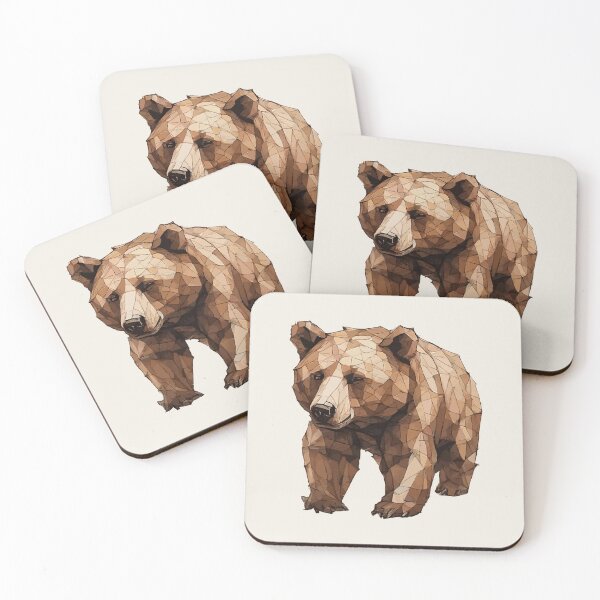 Item preview, Geometric Mosaic Grizzly Bear – Modern Animal Art designed and sold by Tklezardesigns.