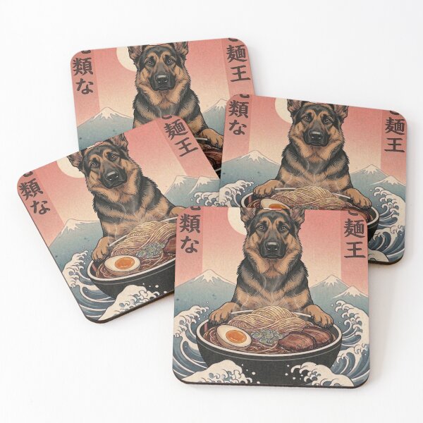 Item preview, Funny German Shepherd Japanese Ramen Noodles Vintage Kanagawa Wave designed and sold by FurryHavenPH.