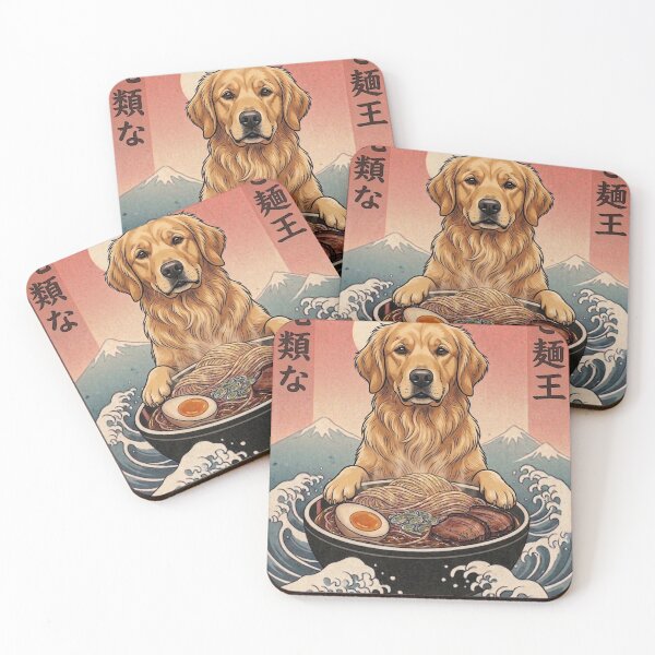 Item preview, Funny Golden Retriever Japanese Ramen Noodles Vintage Kanagawa Wave designed and sold by FurryHavenPH.