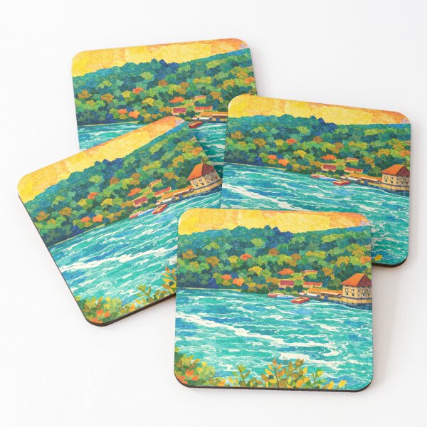 Item preview, Turquoise River flowing through Green Hills, Mixed Media Digital Collage designed and sold by SWSandraWechner.