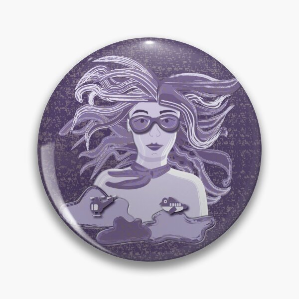 Item preview, Female aviator among the clouds with airplanes and helicopters, two-tone denim background designed and sold by WONDERPRINTVALLEY.