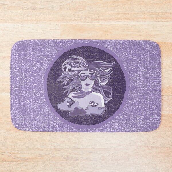 Item preview, Female aviator among the clouds with airplanes and helicopters, two-tone denim background designed and sold by WONDERPRINTVALLEY.