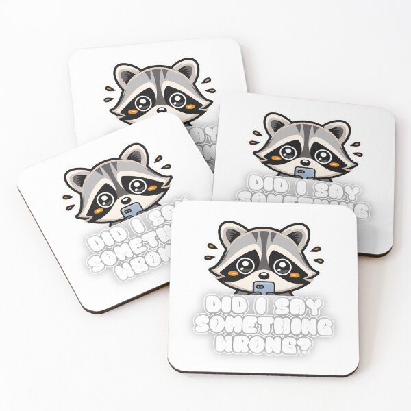 Item preview, Did I Say Something Wrong? Cute Anxious Raccoon Sticker Overthinking Mood Meme designed and sold by sochadesigner.