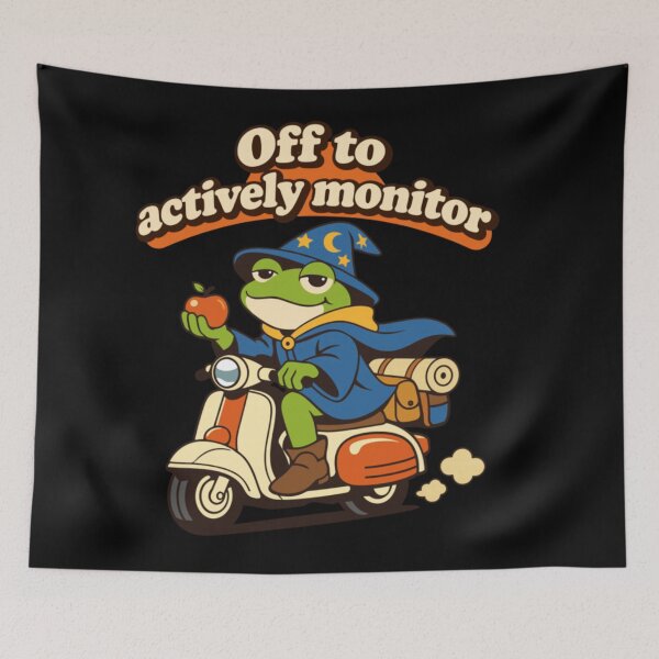 Item preview, Off To Actively Monitor Frog Wizard On Scooter Retro Fantasy Art designed and sold by NgumohaLanke.