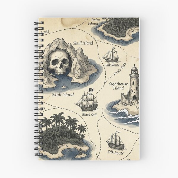 Item preview, The Lost Archipelago - Vintage Pirate Map & Skull Island Pattern designed and sold by InnerwayStudio.
