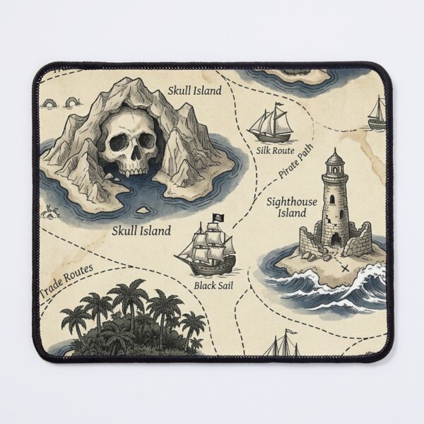 Item preview, The Lost Archipelago - Vintage Pirate Map & Skull Island Pattern designed and sold by InnerwayStudio.