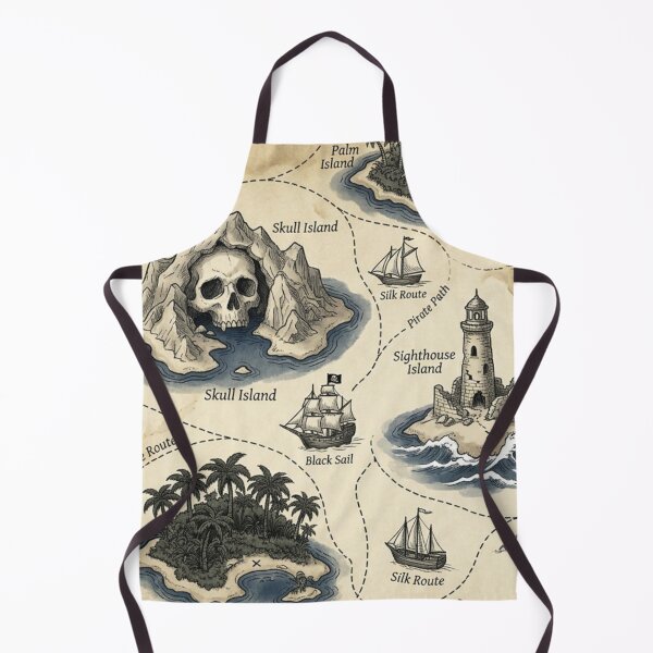 Item preview, The Lost Archipelago - Vintage Pirate Map & Skull Island Pattern designed and sold by InnerwayStudio.