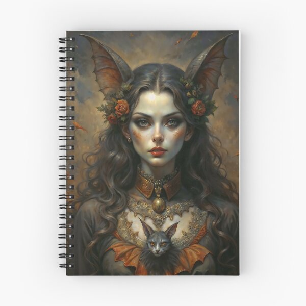 Item preview, Gothic Bat Lady Portrait with Cat Familiar designed and sold by DarkHolyQueen.