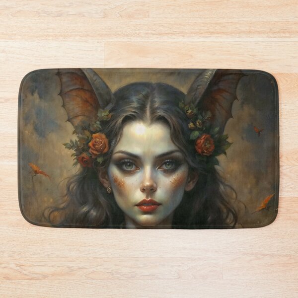 Item preview, Gothic Bat Lady Portrait with Cat Familiar designed and sold by DarkHolyQueen.