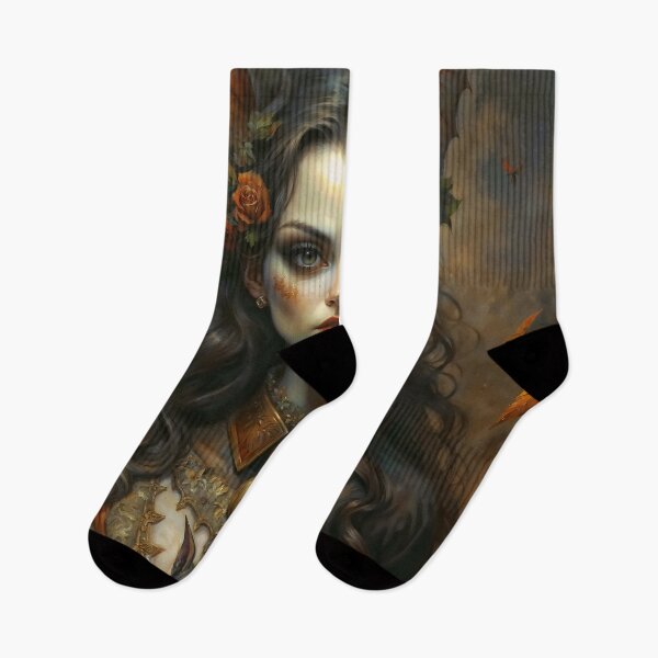 Item preview, Gothic Bat Lady Portrait with Cat Familiar designed and sold by DarkHolyQueen.