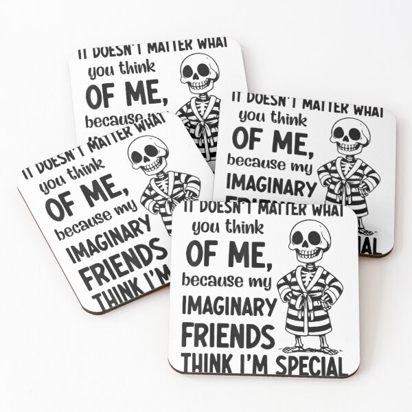 Item preview, My Imaginary Friends Think I Am Special Funny Skeleton In Bathrobe Art designed and sold by KrystinaGiGi.