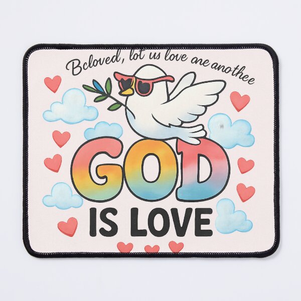 Item preview, God is Love - Cool Dove & Rainbow Scripture Art designed and sold by Oddly Blessed.