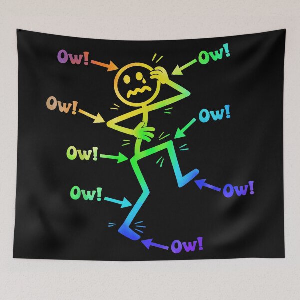 Item preview, Colorful Rainbow Stick Figure Body Pain Ow Chronic Illness Awareness Funny Art designed and sold by KrystinaGiGi.