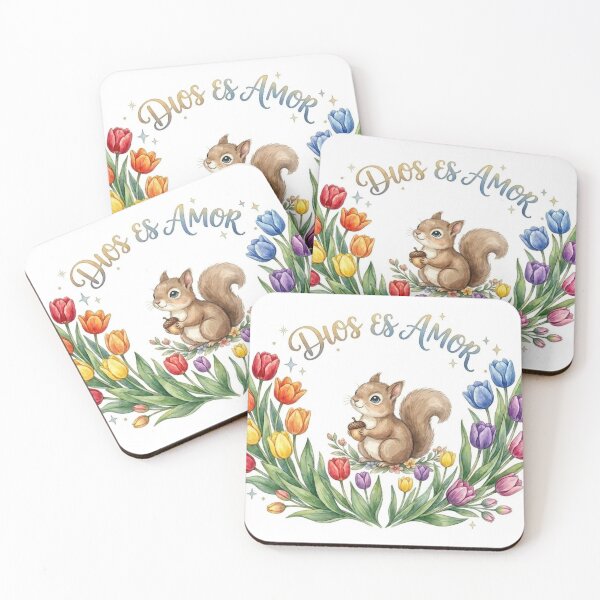 Item preview, Squirrel among tulips with Christian phrase God is Love designed and sold by SIL-STUDIO .