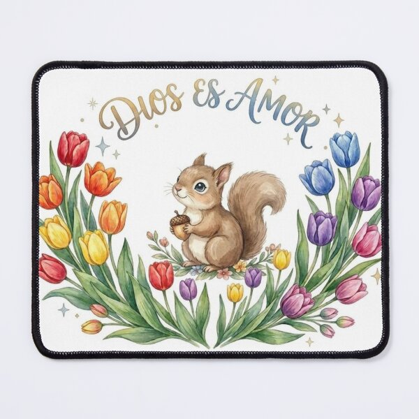 Item preview, Squirrel among tulips with Christian phrase God is Love designed and sold by SIL-STUDIO .