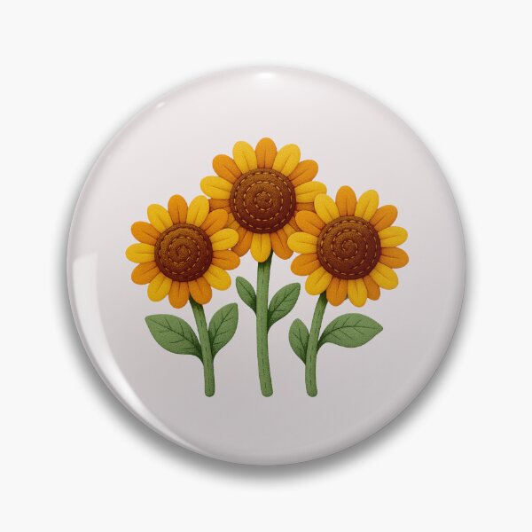 Item preview, Rustic Stitched Sunflowers Trio — Farmhouse Folk Art Floral Design designed and sold by Artsy Corner.