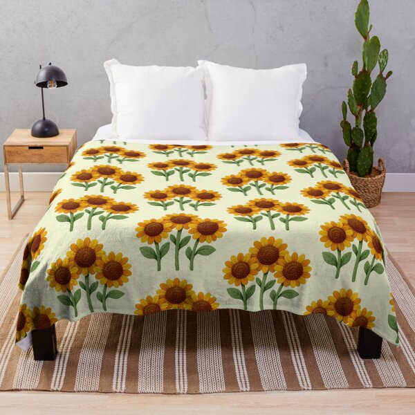 Item preview, Rustic Stitched Sunflowers Trio — Farmhouse Folk Art Floral Design designed and sold by Artsy Corner.