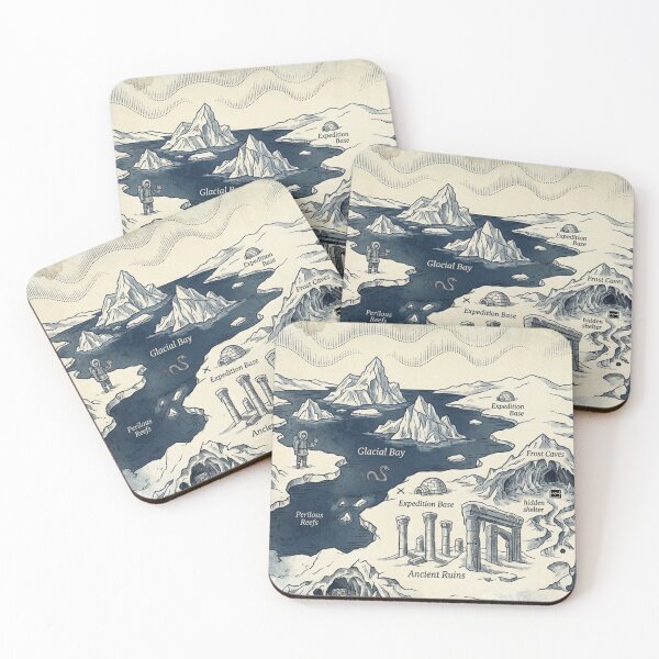 Item preview, The Frozen North - Vintage Arctic Expedition & Fantasy Map Pattern designed and sold by InnerwayStudio.