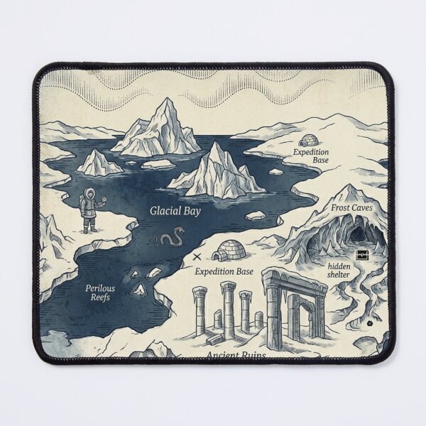 Item preview, The Frozen North - Vintage Arctic Expedition & Fantasy Map Pattern designed and sold by InnerwayStudio.