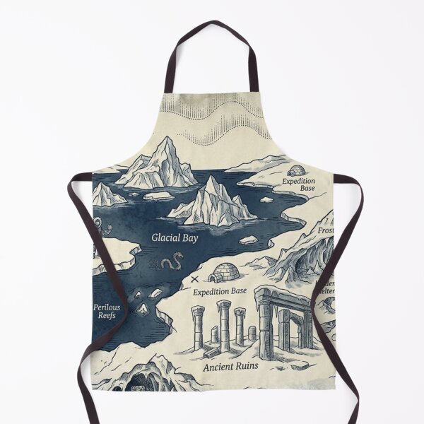 Item preview, The Frozen North - Vintage Arctic Expedition & Fantasy Map Pattern designed and sold by InnerwayStudio.
