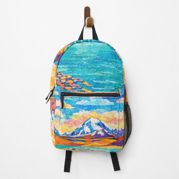 Item preview, Vibrant Snowy Peaks with Turqoise Lagoon, Mixed Media Digital Collage designed and sold by SWSandraWechner.