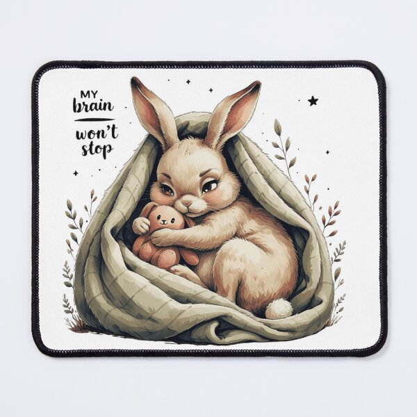 Item preview, My Brain Wont Stop Cute Vintage Bunny Overthinking Relatable designed and sold by AQUILAKREO.