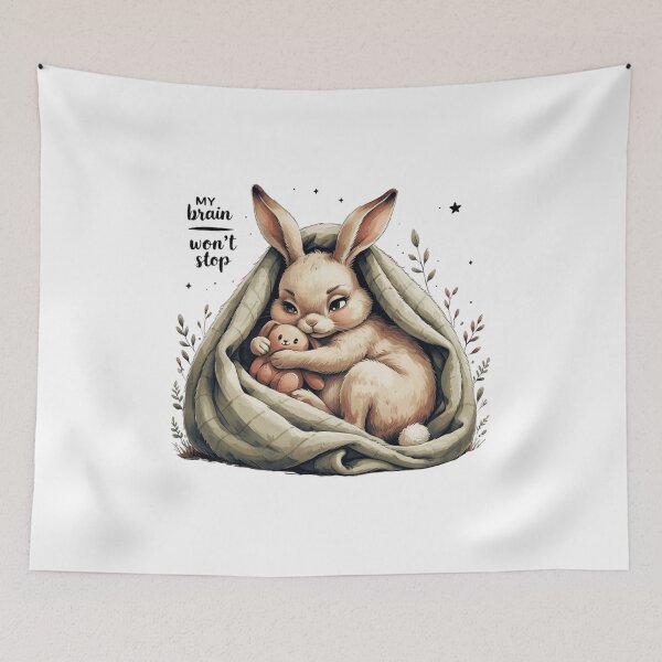 Item preview, My Brain Wont Stop Cute Vintage Bunny Overthinking Relatable designed and sold by AQUILAKREO.