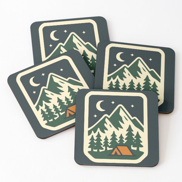 Item preview, Camping Tent Night Sky Pine Trees Design On Blue designed and sold by Vileprint.