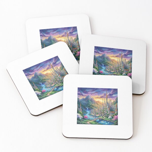 Item preview, Magical Elven Castle Valley - Watercolor Fantasy Landscape Art designed and sold by M.O.K..