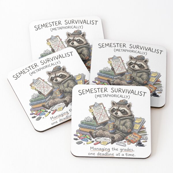 Item preview, Semester Survivalist Raccoon - Funny Academic Burnout Meme designed and sold by AMS.