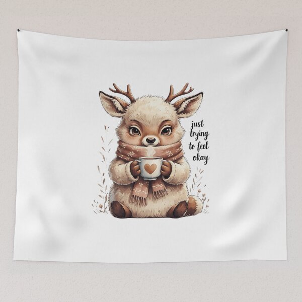 Item preview, Just Trying To Feel Okay Cute Vintage Deer Mental Health designed and sold by AQUILAKREO.