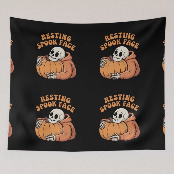 Item preview, Resting Spooky Face - Groovy Skeleton and Pumpkin Halloween designed and sold by Raw Tigers.