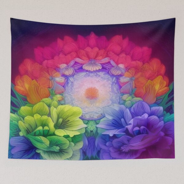 Item preview, Radiant Cosmic Floral Mandala in Vibrant Rainbow Colors  designed and sold by FotoworldEdel.