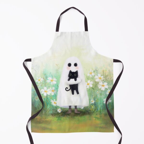 Item preview, Cute Ghost Holding Black Cat in a Dreamy Daisy Meadow Glow designed and sold by UtArt.
