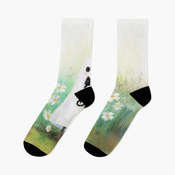 Item preview, Cute Ghost Holding Black Cat in a Dreamy Daisy Meadow Glow designed and sold by UtArt.