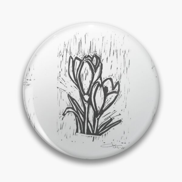 Item preview, Crocus Flower lino print monochrome  designed and sold by Life's eye Art and photography.