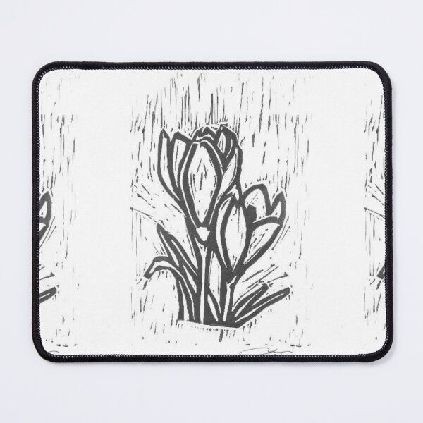 Item preview, Crocus Flower lino print monochrome  designed and sold by Life's eye Art and photography.