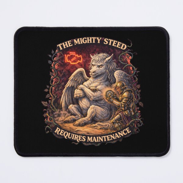 Item preview, Funny Pegasus Maintenance Check Engine Commute Burnout Retro Fantasy Comic Tee designed and sold by Mythic Ink Studio.