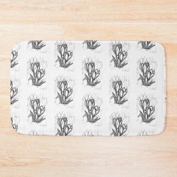 Item preview, Crocus Flower lino print monochrome  designed and sold by Life's eye Art and photography.
