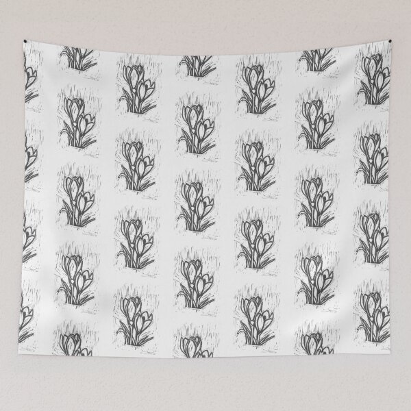 Item preview, Crocus Flower lino print monochrome  designed and sold by Life's eye Art and photography.